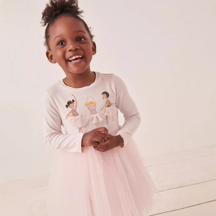 Girls' ballet dress with tulle skirt and lively dancer appliqués Mune Fashion