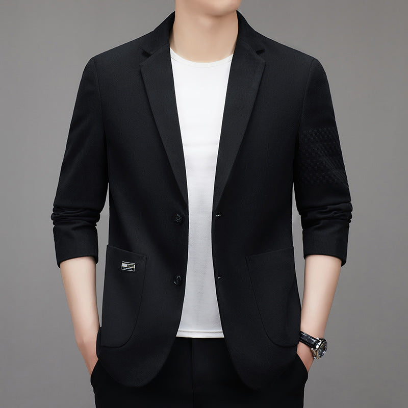 Men's Lightweight Casual Blazer with Three-Quarter Sleeves and Patch Pockets Mune Fashion