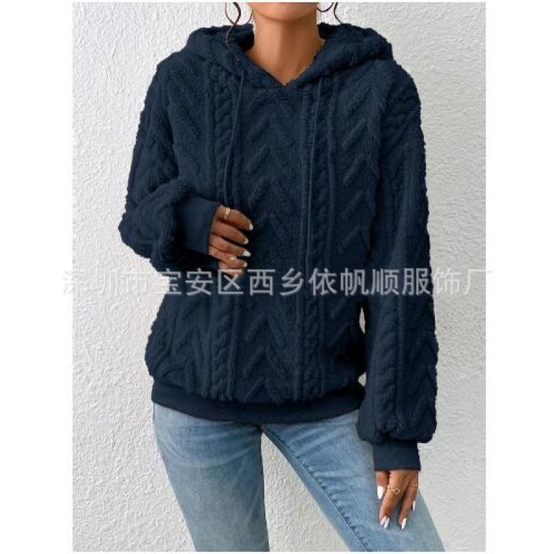 Women's fluffy hoodie with cable-knit pattern and oversized cut Mune Fashion