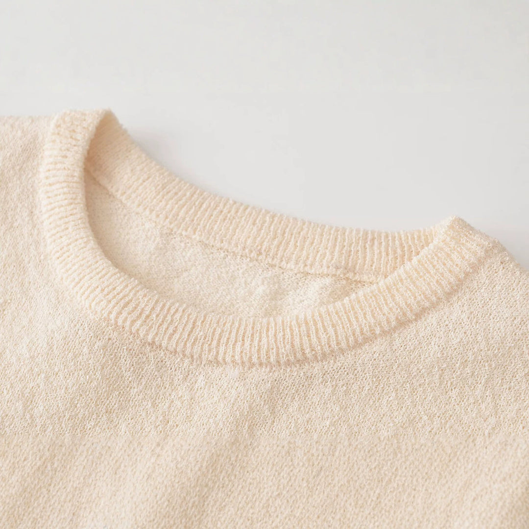 Women's fine knit sweater with lace trim and scalloped edge Mune Fashion