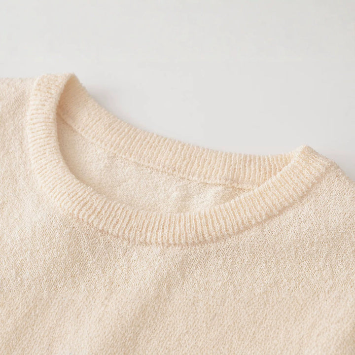 Women's fine knit sweater with lace trim and scalloped edge Mune Fashion