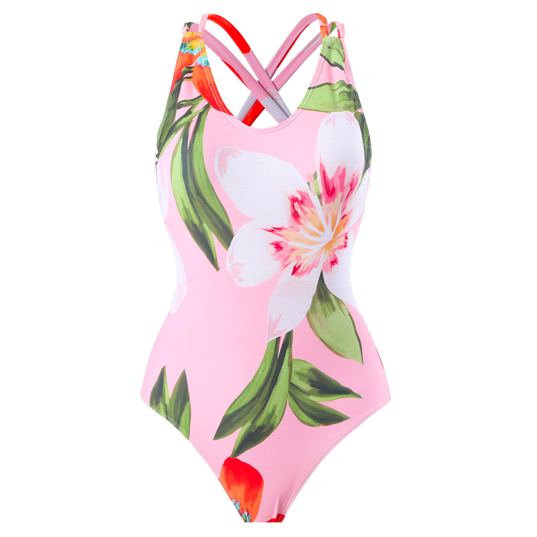 Women's swimsuit set with floral one-piece and elegant wrap skirt Mune Fashion