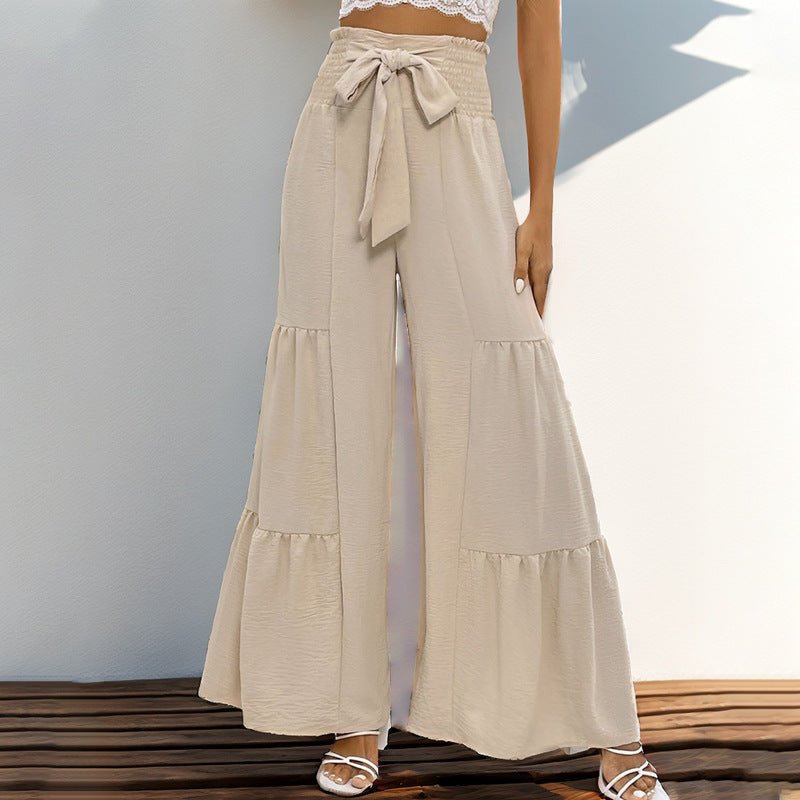 Women Flowing Palazzo Pants with Belt Detail Mune Fashion