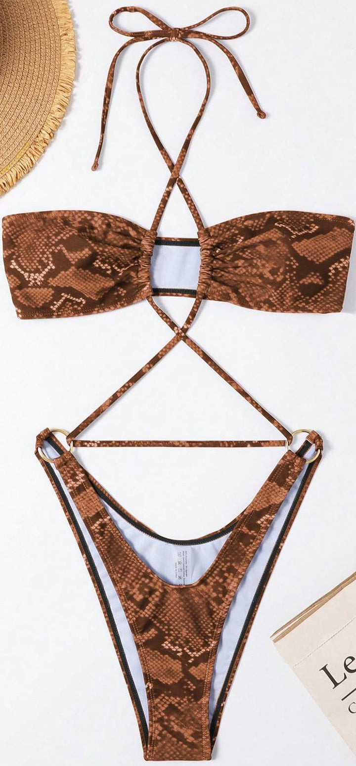 Women's bikini set with sophisticated wrap design and elegant cross straps Mune Fashion