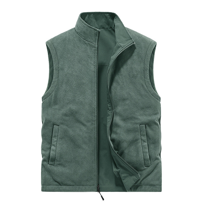 Men's Multifunctional Utility Vest with Fleece Lining and Multiple Pockets Mune Fashion