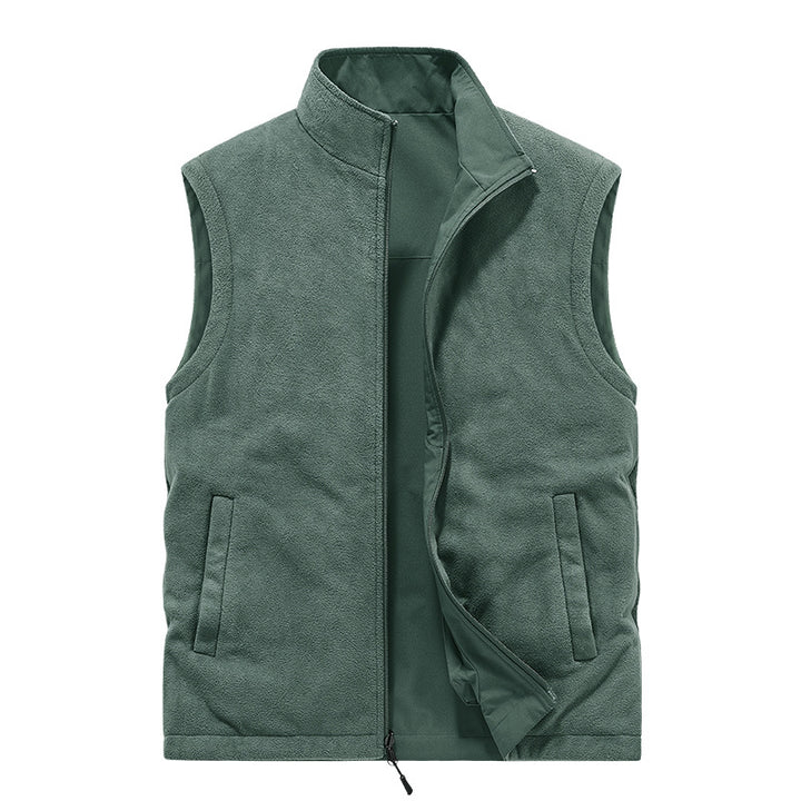 Men's Multifunctional Utility Vest with Fleece Lining and Multiple Pockets Mune Fashion
