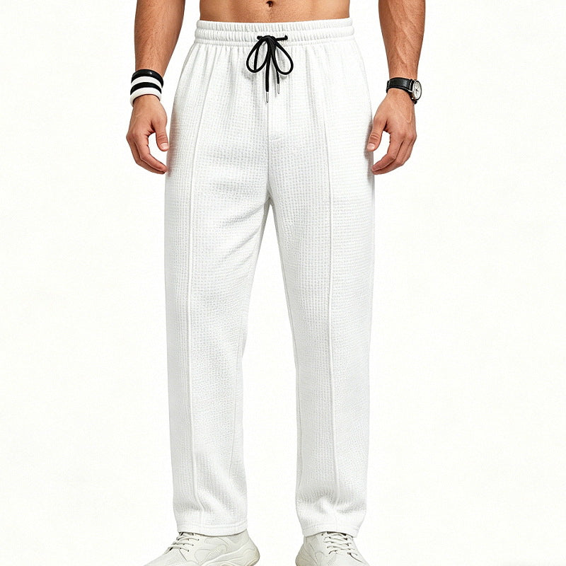 Men's Textured Relax-Fit Jogging Pants with Crease and Drawstring Mune Fashion