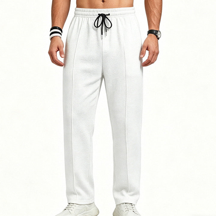 Men's Textured Relax-Fit Jogging Pants with Crease and Drawstring Mune Fashion