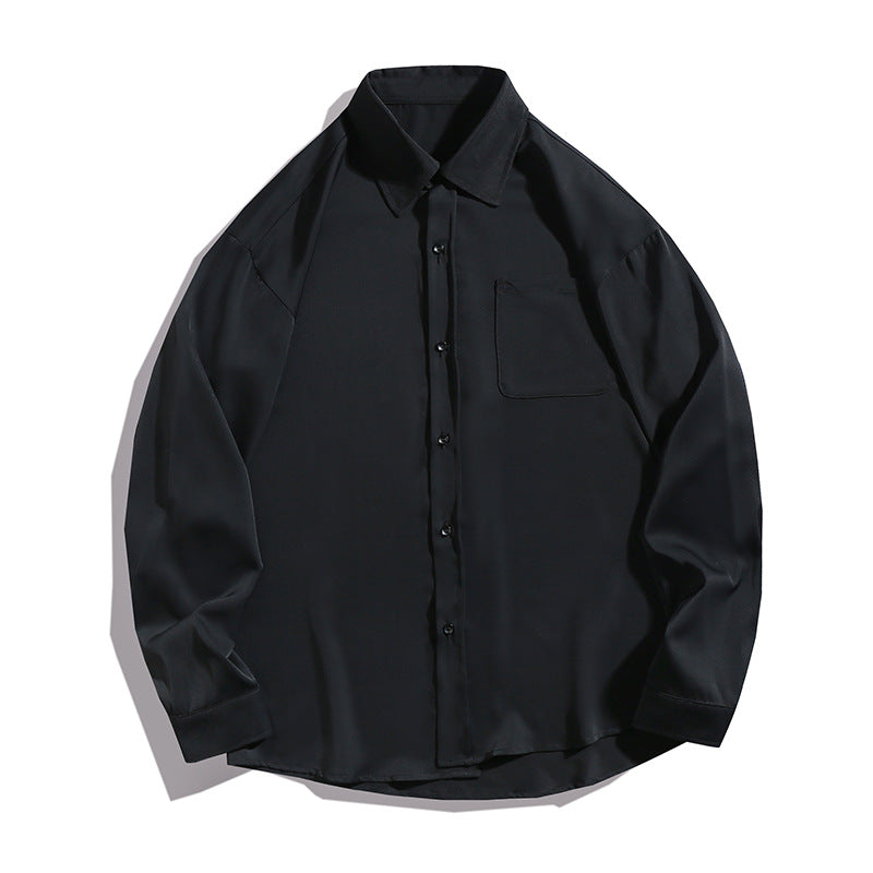 Unisex Lockeres Viscose-Silk Look Shirt with Chest Pocket and Dropped Shoulders Mune Fashion