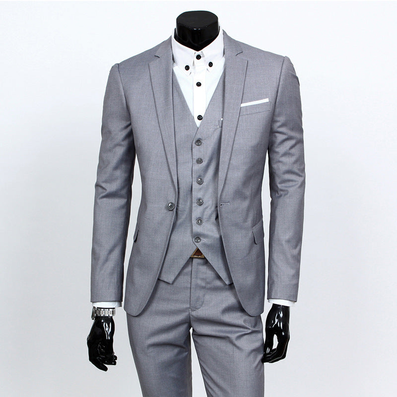 Men's slim three-piece business suit with waistcoat Mune Fashion