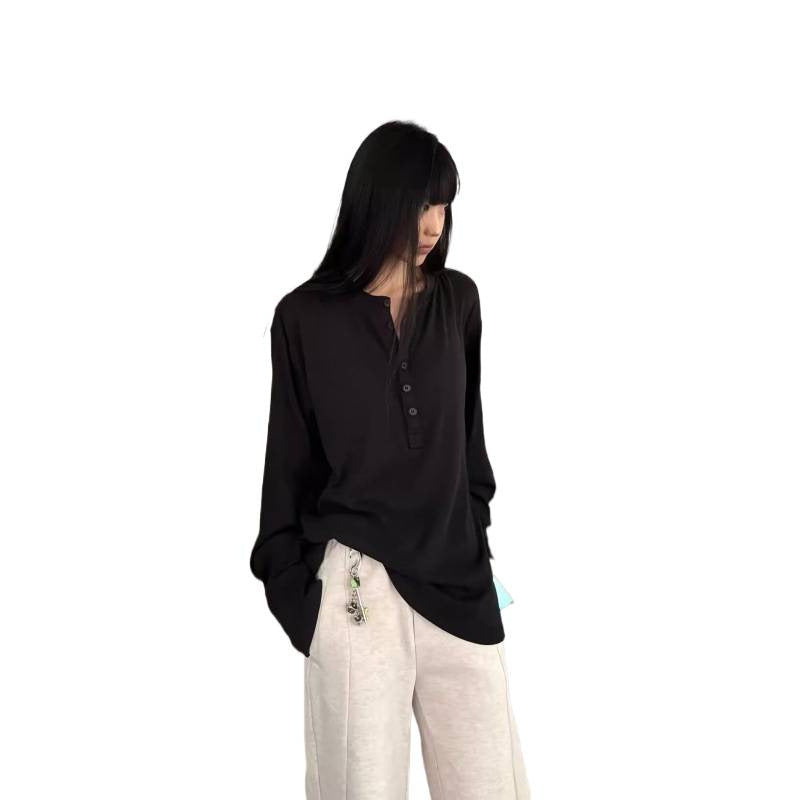 Men's lightweight Henley long sleeve made of fine rib jersey with button placket and regular fit Mune Fashion