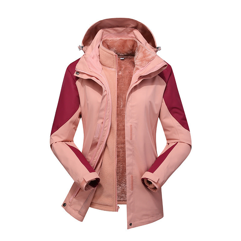 Ladies Modular Softshell Rain Jacket with Removable Fleece Inner Jacket and Adjustable Hood Mune Fashion
