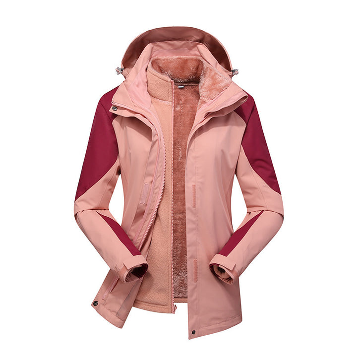 Ladies Modular Softshell Rain Jacket with Removable Fleece Inner Jacket and Adjustable Hood Mune Fashion