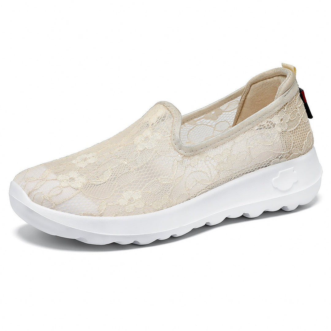 Women Elegant and Comfortable Slip-On Sneakers with Lace Surface Mune Fashion