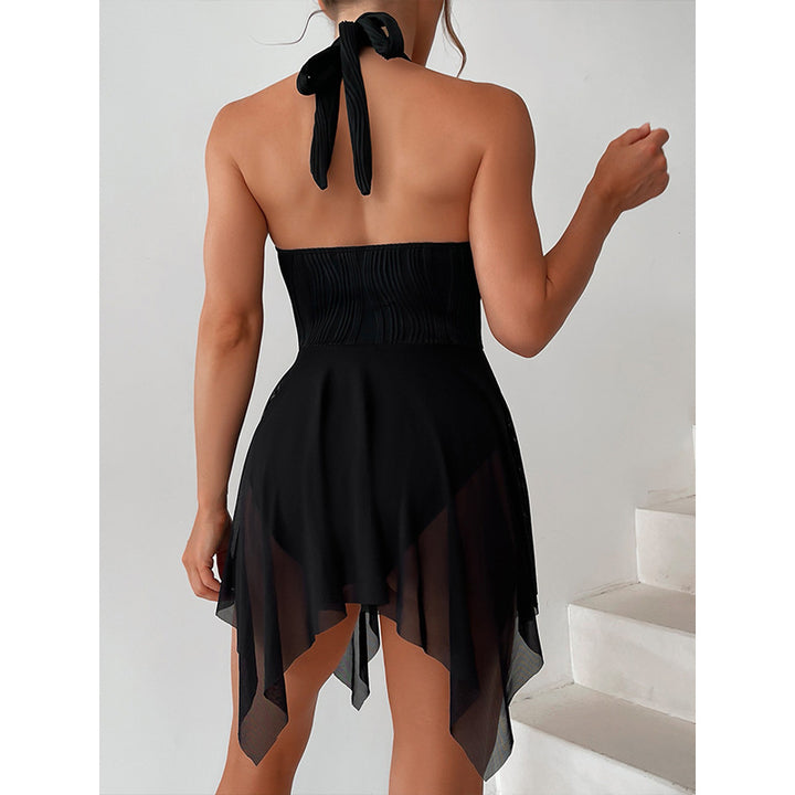Women's Elegant Wrap Swimsuit with Deep V-Neck and Chiffon Skirt Mune Fashion