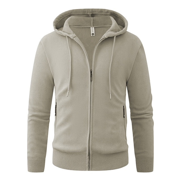 Men's Hooded Fleece Jacket with Full Zip and Ribbed Cuffs Mune Fashion