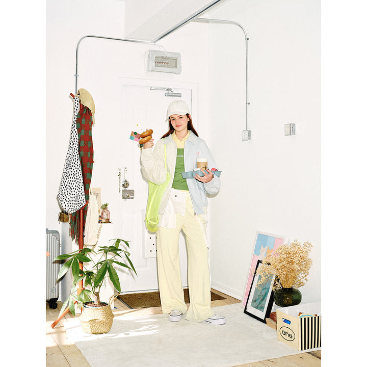 Unisex Striped Pastel Corduroy Jacket in Boxy Cut with Shirt Collar and Elastic Cuff Mune Fashion