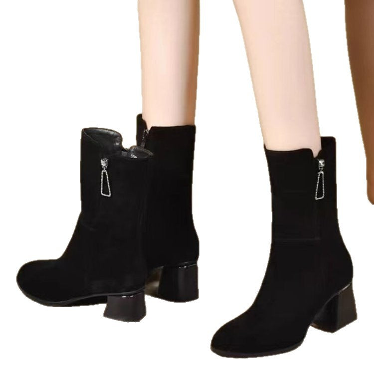 Women's elegant and stylish ankle boots with block heel Mune Fashion