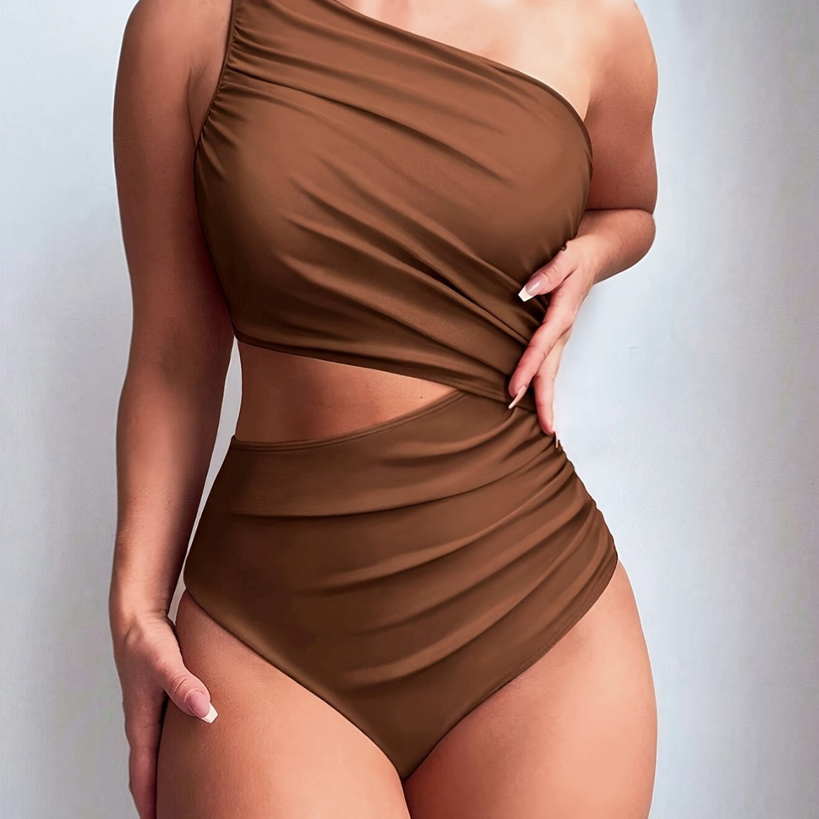 Women's Asymmetrical Cut Swimsuit with Fashionable Ruffle Element Mune Fashion