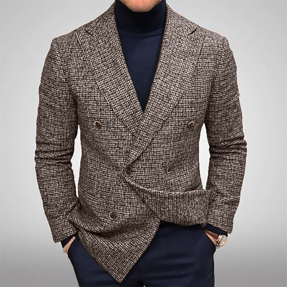 Men's Double-Breasted Textured Blazer with Tailored Fit Mune Fashion
