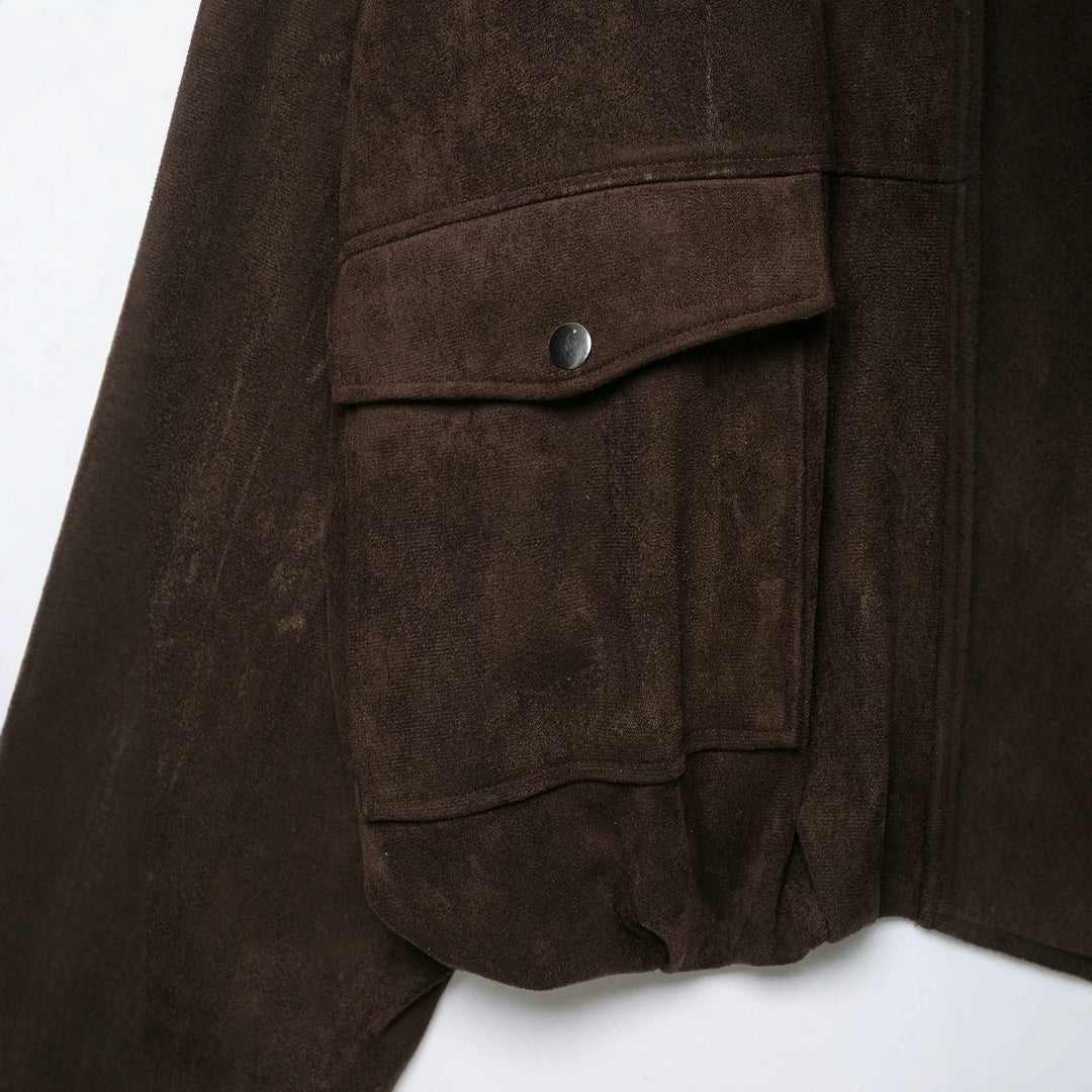 Women Short Suede-look Field Jacket Mune Fashion