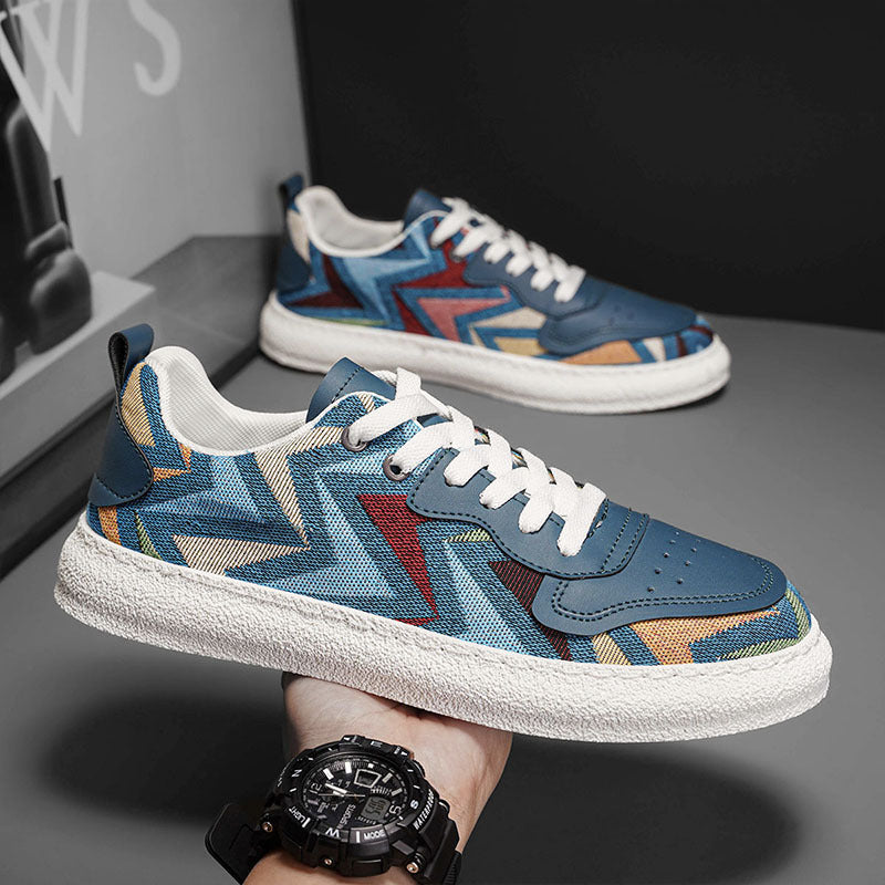 Women's Fashion Sneakers with Colorful Zigzag Pattern and Comfortable Cushioning Mune Fashion