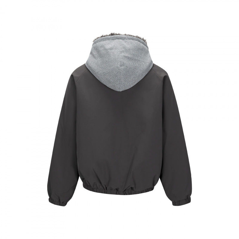Men's Padded Hoodie Jacket in Bomber Style with Teddy Lining and Elastic Hem Mune Fashion