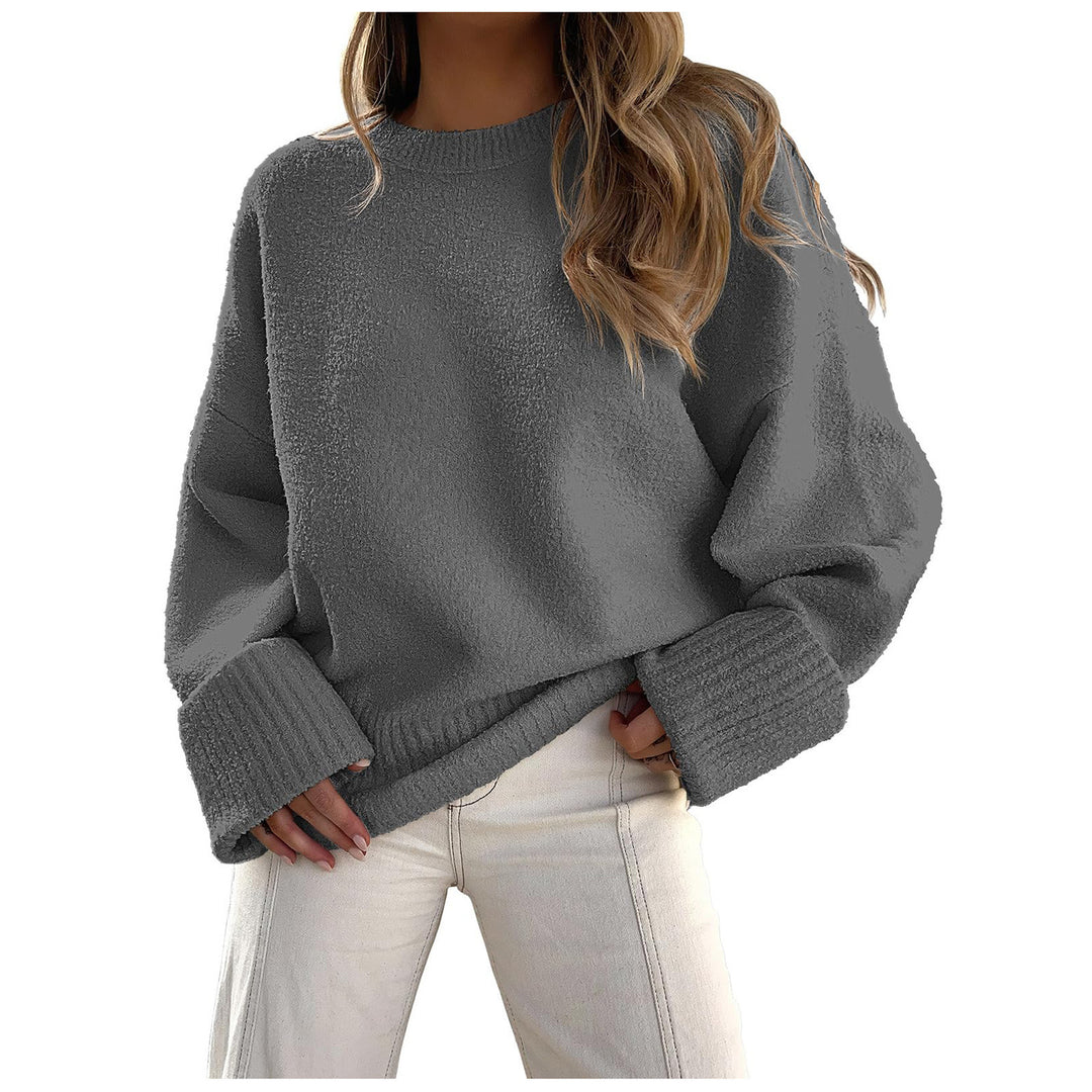 Women's Oversized Boucle Knit Sweater with Drop Shoulder and Wide Cuffs Mune Fashion