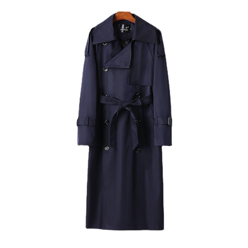 Men's Long Double-Breasted Trench Coat with Waist Belt, Epaulettes and Classic Shawl Collar Mune Fashion