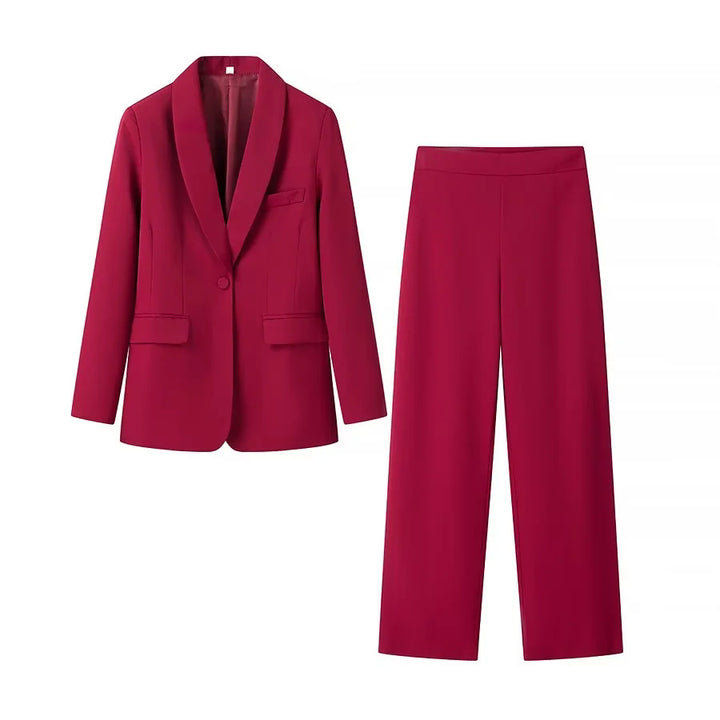 Women's tailored long blazer with shawl collar, concealed button closure, and patch pockets Mune Fashion