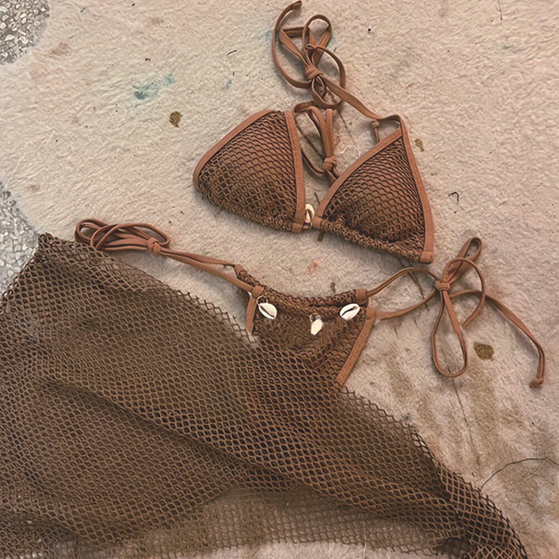 Women’s mesh bikini set with decorative shell details Mune Fashion