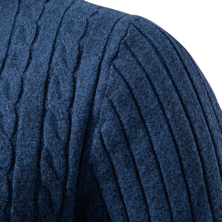 Men's fine-knit polo with cable pattern and collar Mune Fashion