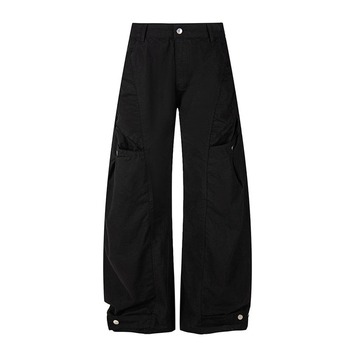 Women's Wide Cargo Palazzo Pants with High Waist, Large Flap Pockets and Adjustable Hem Mune Fashion