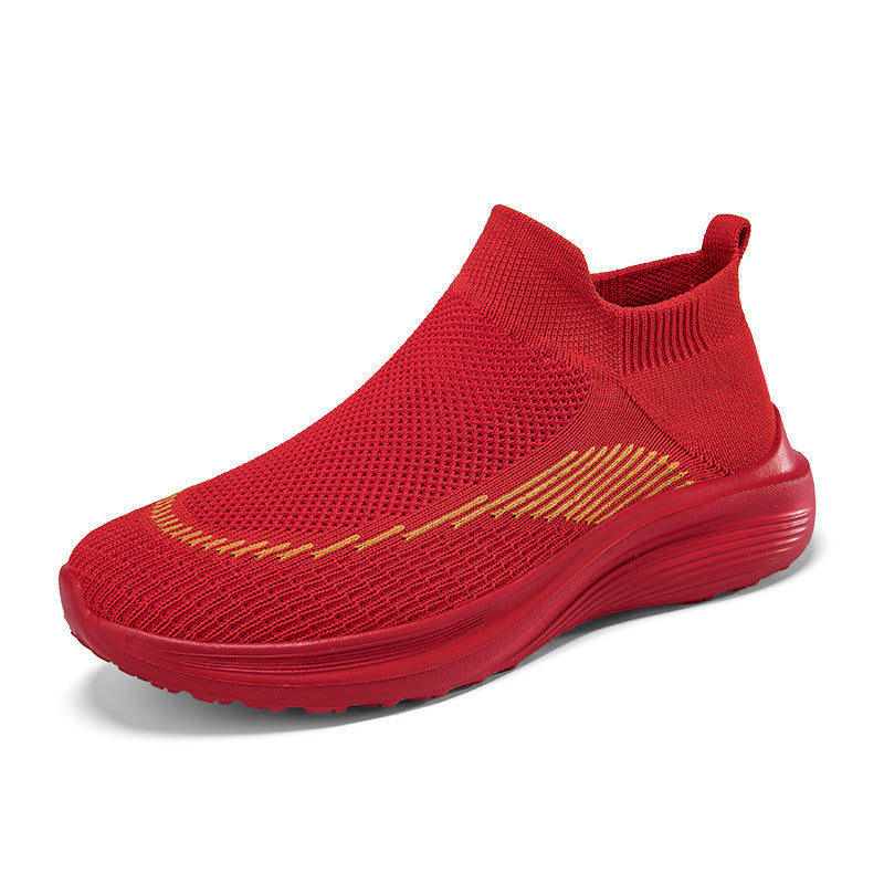 Unisex nan elastic slip-on leisure shoe with sock-like entry, contoured wave cushioning sole and non-slip profile sole Mune Fashion