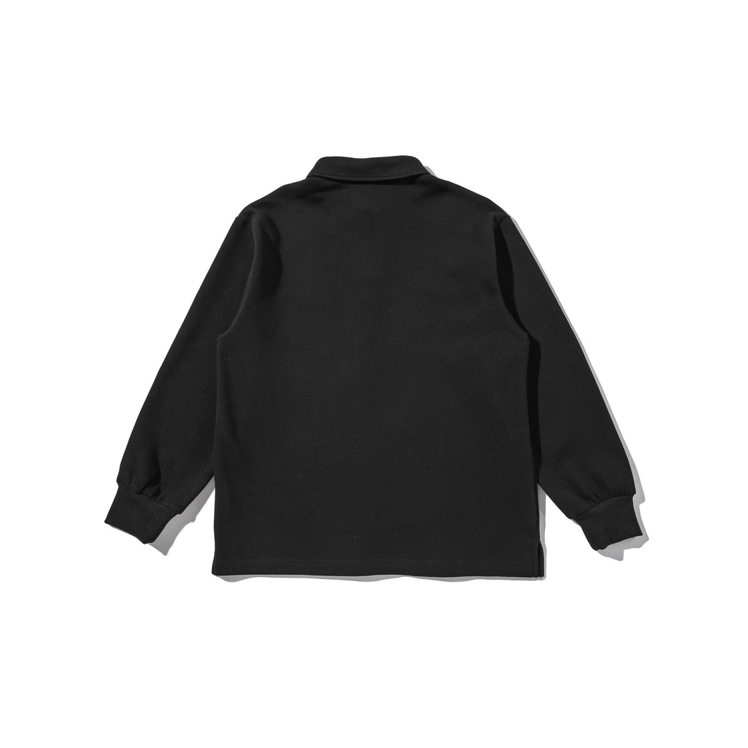Unisex Long Sleeve Polo Shirt Sweatshirt with Embroidered Chest Design and Ribbed Cuffs Mune Fashion
