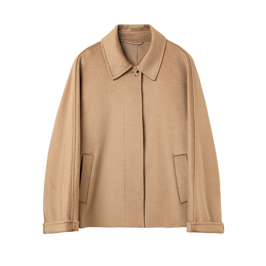 Women's teddy jacket with shirt collar and concealed button placket Mune Fashion
