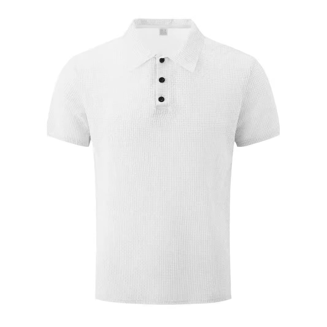 Men's nano microstructure polo shirt with shirt collar, subtle button placket, and breathable jersey Mune Fashion