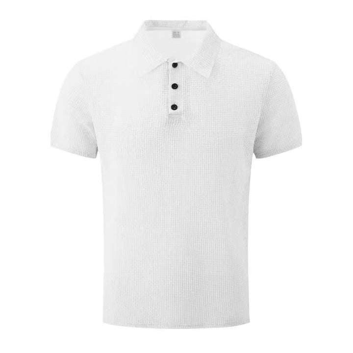 Men's nano microstructure polo shirt with shirt collar, subtle button placket, and breathable jersey Mune Fashion