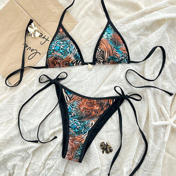 Women's triangle bikini with animal print and side ties Mune Fashion