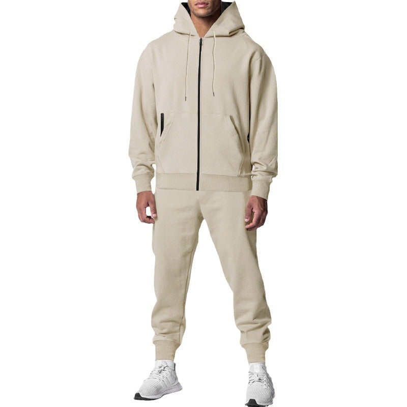 Men's urban zip hoodie with kangaroo pocket and tapered joggers set Mune Fashion