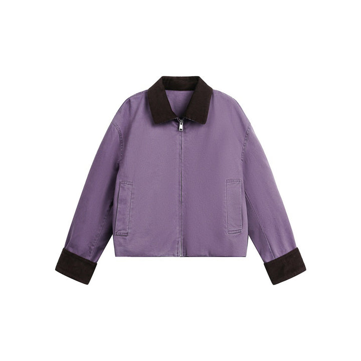 Women's short cut bomber jacket with cord collar and turned-up cuffs Mune Fashion