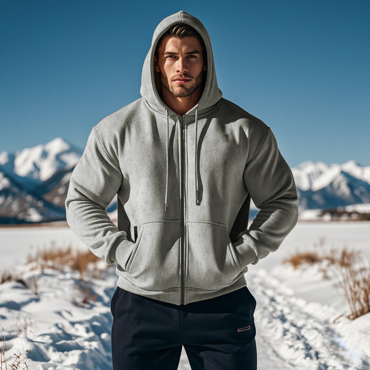 Men's hooded jacket with full zip and concealed zip pockets Mune Fashion