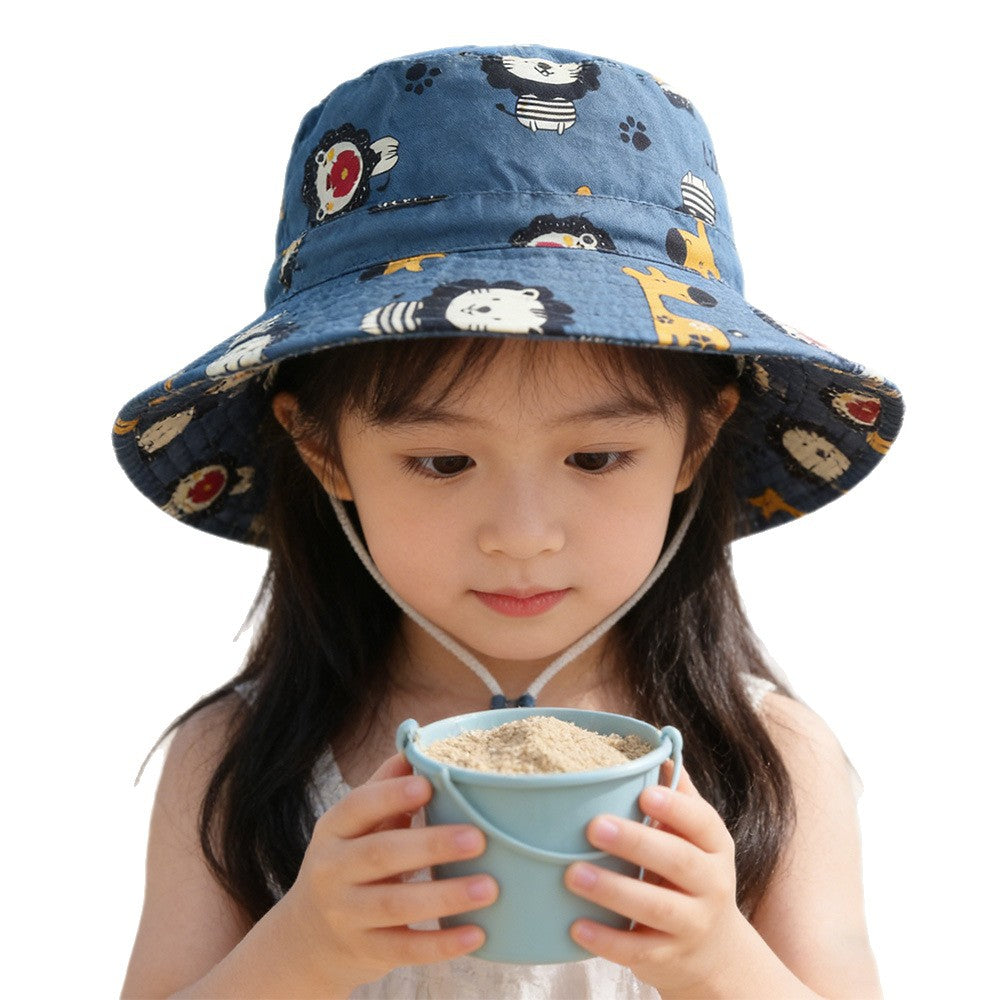 Unisex nan children's sun hat with adjustable chin strap, wide brim and imaginative unicorn print Mune Fashion