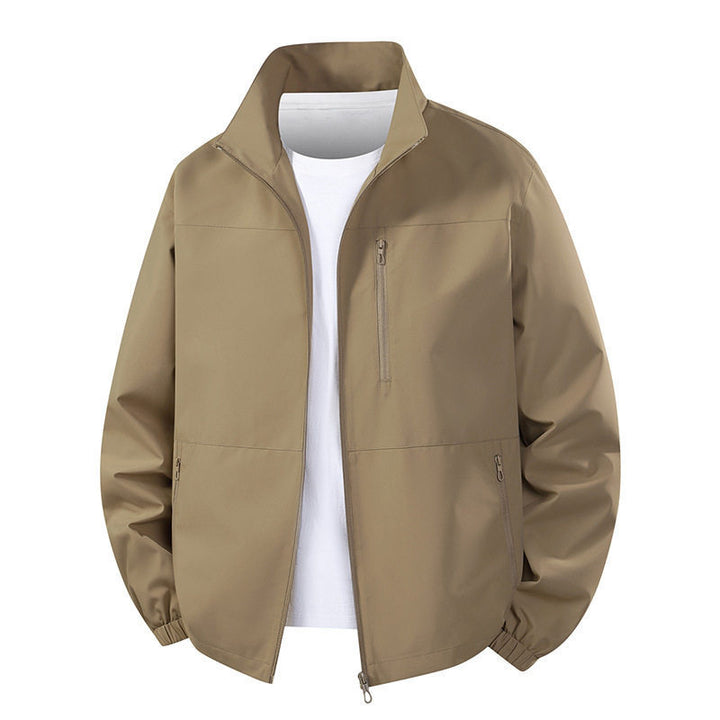 Men Light wind and water-repellent transitional jacket with standing collar and concealed zipper pockets Mune Fashion