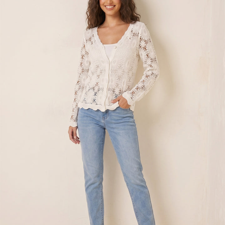 Ladies filigree crochet cardigan Mune Fashion