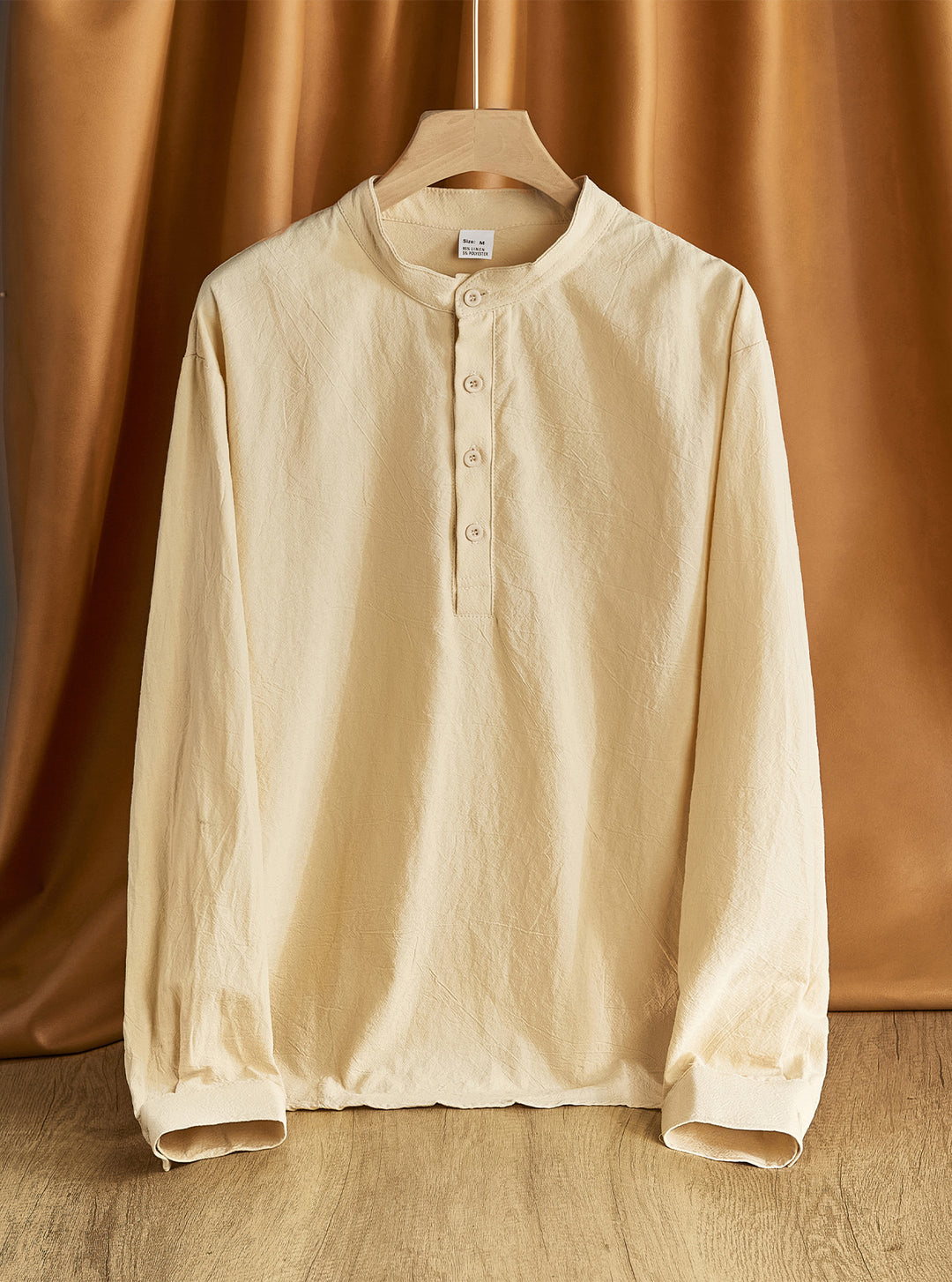 Men's Nehru collar Henley made of cotton stretch with concealed button placket and slim fit Mune Fashion