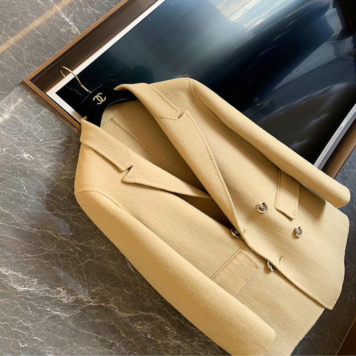Ladies Elegant Wool Blazer with Double Button Placket Mune Fashion