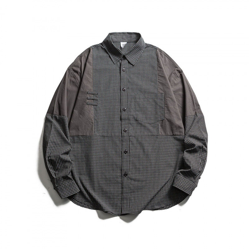 Men's Patchwork Overshirt in Check Mix with Contrast Panels Mune Fashion