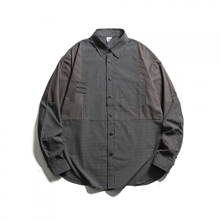 Men's Patchwork Overshirt in Check Mix with Contrast Panels Mune Fashion
