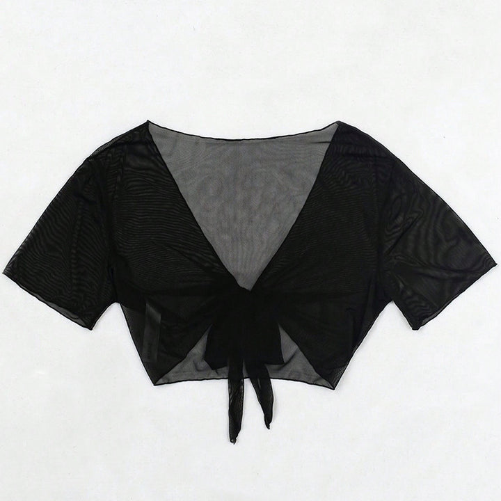 Women Transparent Blouse with Tied Detail Mune Fashion